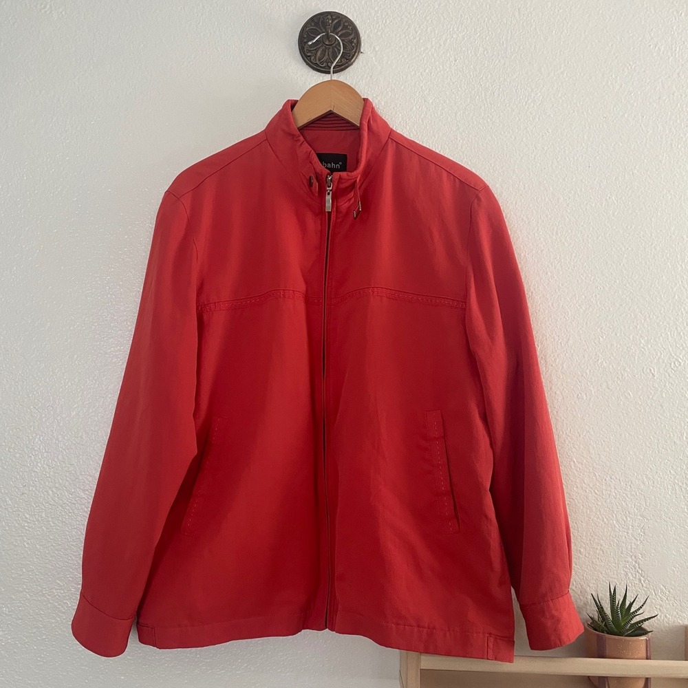 Autobahn Mens Red‎ Full Zip Mock Neck Lightweight Jacket Size 100 Medium